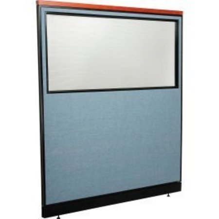 GLOBAL EQUIPMENT Interion    Deluxe Office Partition Panel w/Partial Window   Pass-Thru Cable 60-1/4Wx65-1/2H BLU 694733WPBL